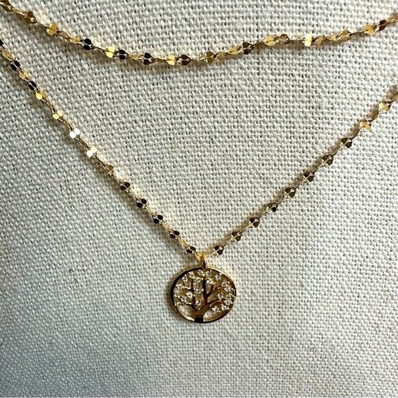 Tabitha Webb Tree Of Life Necklace NIB 925 Gold Vermeil chain Minimalist 17" - Picture 4 of 13